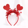 Red sequin heart headband with metallic tinsel tassels for Valentine's Day parties - No. 26 Laser Cut Heart + Tinsel Rain Silk Headband