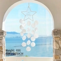 Star-shaped shell wind chime wall decor in white woven frame, 16x59cm size, weighing 83g - Finished Product / Star Shell Wind Chime-White