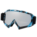 Blue and black graffiti goggles with silver mirrored lenses for skiing and motocross - Blue Graffiti Frame Silver Mirror