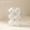 6pcs 8cm white Christmas ornaments set with gold stars and glitter stripes in box - White & Gold Star Balls (8cm 6 Pieces Set)