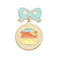 Cartoon otter enamel badge featuring a light blue bow and gold-plated metal finish - Blue Bow Otter Style (QHXZ421)