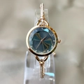 Women's rose gold bracelet watch with dark green gemstone dial and diamond accents - Gunmetal