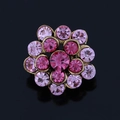 Pink and rose red crystal flower brooch in a gold-finished alloy setting - Gold Flower - Rose Red Rhinestone (XD032-4)