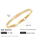 Detail view of gold-plated stainless steel bangle with inlaid white cubic zirconia crystals - Fashion Inlaid Bangle (NB-B6367)
