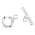 Polished silver geometric OT toggle clasp with irregular ring for jewelry DIY - Irregular O-Shape Toggle Clasp / White Gold