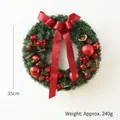 35cm Weihnachtskranz, 240g, mit roten Schleifen, Tannenzapfen und festlichen Beeren - 35cm Rote Schleife