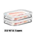 Stackable 2-layer food storage container with lids for meat preservation, 22.5x16x7.6cm - 22.5x16x7.6cm / 2 Tiers/Combination