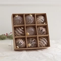 Palline di Natale color oro champagne con motivi glitterati in confezione da 9 - 10cm Trasparente Dipinto (Confezione da 9)