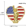 Broche cœur dorée drapeau américain avec Statue de la Liberté et gravure New York - Cœur New York (A00263)