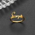 Minimalist gold-plated stainless steel Scorpio zodiac open ring for women - Adjustable Open / Scorpio Gold