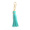 Turquoise leather tassel keychain with a gold-plated swivel lobster clasp and ring - With Lobster Clasp / Turquoise Blue