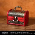 Vintage European style wooden jewelry box with golden floral patterns and bronze lock - Cherry Blossom Handle + Xilinmen Lock