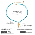 Collar de acero inoxidable con cuentas azules, colgante de pez dorado y medidas - Estilo de Colgante de Estrella de Mar con Cuentas Azules (JDN0112017)