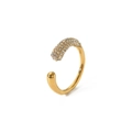 Anello aperto in acciaio inossidabile placcato oro 18k con zirconi lucenti a forma di goccia - Stile Aperto con Pavé di Strass (TR4068)