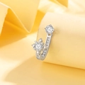 Anillo Saturno de plata con circonitas y banda fina de acero de titanio para mujer - Blanco (A445-1#)