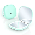 Portable mint green LED makeup mirror with foldable design and USB-C charging port - Single-sided Light Rechargeable Style / Mint Green / 5X Magnification