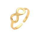 Anillo abierto infinito dorado minimalista con banda metálica geométrica ajustable - Estilo de Símbolo de Infinito