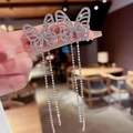 Sparkling S925 silver butterfly earrings with tassel zircon rhinestones for women - Silver Butterfly Tassel (E0139)