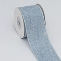 Light blue faux linen ribbon roll with stitched edges for DIY crafts and gift wrapping - 5cm*5 Yards / Light Blue