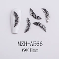 Detailed view of silver feather nail art charms with dimensions 6x18mm on white background - AE66-Feather