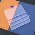 Transparent 15-compartment PP plastic storage box with secure blue locking latches - Fixed 15 Compartments/17.4x9.8x2.2cm