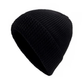 Berretto in maglia a coste nere con risvolto per il calore invernale e lo stile outdoor - 55-59CM / Nero