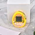 Yellow virtual electronic pet egg game machine with metal keychain on star mesh background - Cactus/Yellow