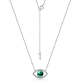S925 sterling zilveren ketting met boze oog hanger en groene smaragd zircon stones - 925 zilver / Smaragd