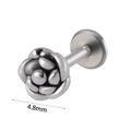 Piercing labret fleur de rose 4.8mm en acier inoxydable avec finition argentée - Rose