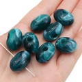 Dual-color acrylic oval beads in dark green and white swirl pattern for DIY jewelry - Bulk Pack-Dark Emerald Yibei Bead (500g/pack) / 21x14mm
