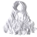 Close-up of white satin silk scarf showcasing its soft texture and elegant lustrous drape - Cream White