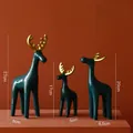 Keramik Hirschfiguren Set in Matt-Dunkelblau und Gold, 3-teilige moderne Dekoration - Dreierfamilie (Dunkelblau & Gold)