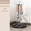 Rotating stainless steel kitchen utensil rack with 6 hooks and drip tray 46cm height - Rotating Style (Multiple Hooks + Drip Tray) / Stainless Steel Grey