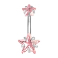 Surgical steel belly ring featuring two pink star-shaped zircon stones in silver finish - Pink Zirconia
