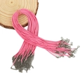 Cordón rosa trenzado para collar con cierre de langosta plateado y cadena de extensión - 1.5mm / Rosa