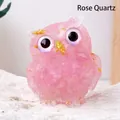 Rose quartz owl figurine crafted with resin and gold foil flakes for home decor - Rose Quartz