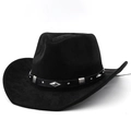 Klassieke zwarte cowboyhoed van imitatiesuède met metalen noppenband voor dames en heren - M(56-58cm) / Zwart
