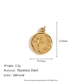 18K gold plated stainless steel starfish round pendant charm 22mm x 15mm size - Walking Starfish Pendant