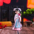 Cute resin figurine of an ancient lady wearing a pink Hanfu with a flower fan - Medium Yuexi Holding Fan