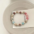 Colorful beaded bracelet with natural stone beads and white spacers in bohemian style - 8mm New Blue Bead Bracelet