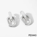 Interlocking geometrische Creolen in Silber aus poliertem Edelstahl für Damen - Silber (PD3443)