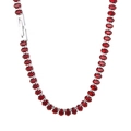 Elegant silver box chain necklace featuring vibrant oval-cut red zircon gemstones - Silver Base Red Oval Zircon (KN234330-KFC)