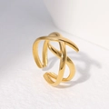 Bague minimaliste en acier inoxydable doré au design croisé géométrique - Doré