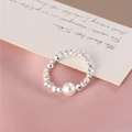 Minimalist 925 sterling silver beaded ring featuring a white freshwater pearl accent - Silver Bead Pearl Minimalist Style(JZ0002)