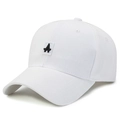 Classic white cotton baseball cap featuring black embroidered letter A on front panel - White