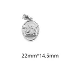 Double-sided vintage silver steel oval pendant with embossed angel, 22mm x 14.5mm size - Double-sided Cupid Angel Pendant (P00102S)
