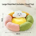 Flower-shaped pet bed in pastel colors with cloud toy, 60cm diameter for small dogs and cats - Cloud Petal Large