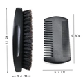 Men's grooming set with black curved beard brush and dual-sided comb in black finish - Black 2-Piece Grooming Set