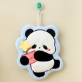 Cute panda coral fleece hand towel with absorbent microfiber and blue trim - Flower Panda