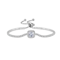 Adjustable silver halo bracelet with square center stone and pavé cubic zirconia - 925 Silver / White Zirconia Bracelet